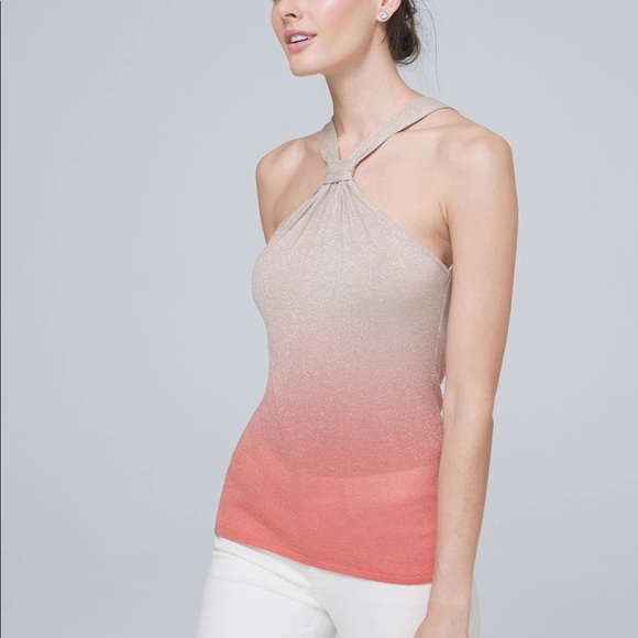 Peach to champagne ombré sparkle tank top - Picture 1 of 8